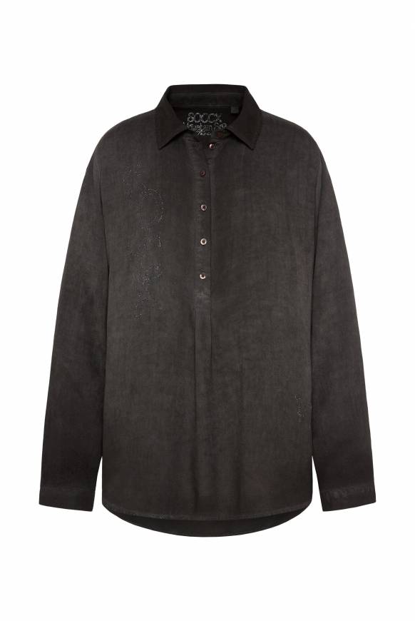 Soccx Longbluse Oil Dyed mit Logo aus Schmucksteinen black Outlet