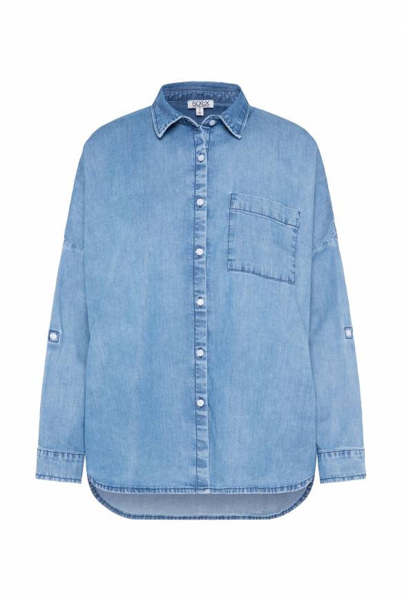 Soccx Oversized Denim-Bluse mit Print blue vintage Auslauf