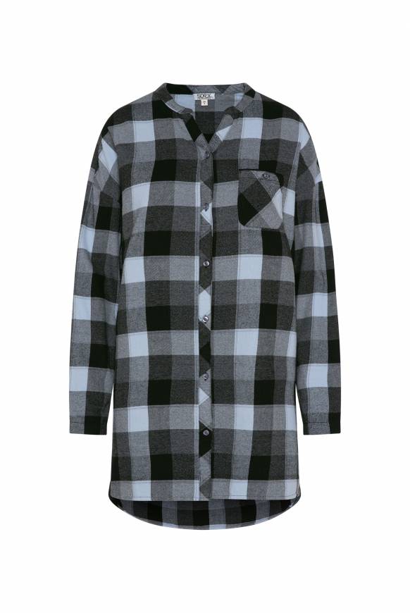 Soccx Lange Karobluse aus Flanell cozy blue Angebote