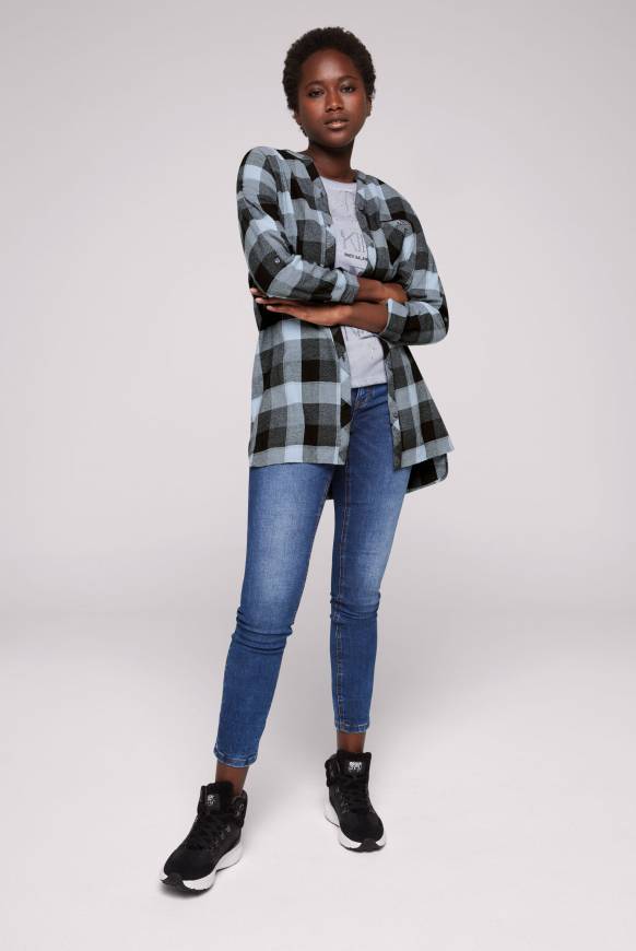 Soccx Lange Karobluse aus Flanell cozy blue Angebote