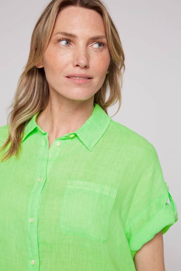 Soccx Oversized Leinenbluse mit Logostickerei fresh lime Fabrikverkauf