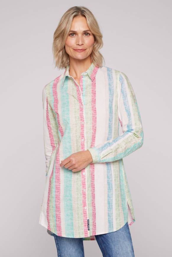 Soccx Bunt gestreifte Leinenbluse multi color Meist gekauft