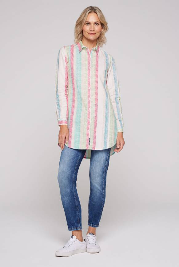 Soccx Bunt gestreifte Leinenbluse multi color Meist gekauft