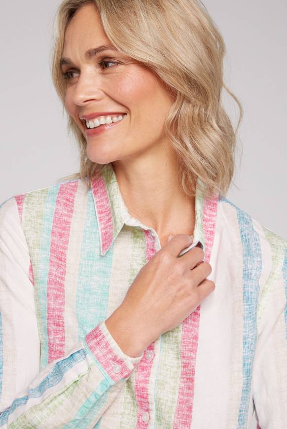 Soccx Bunt gestreifte Leinenbluse multi color Meist gekauft