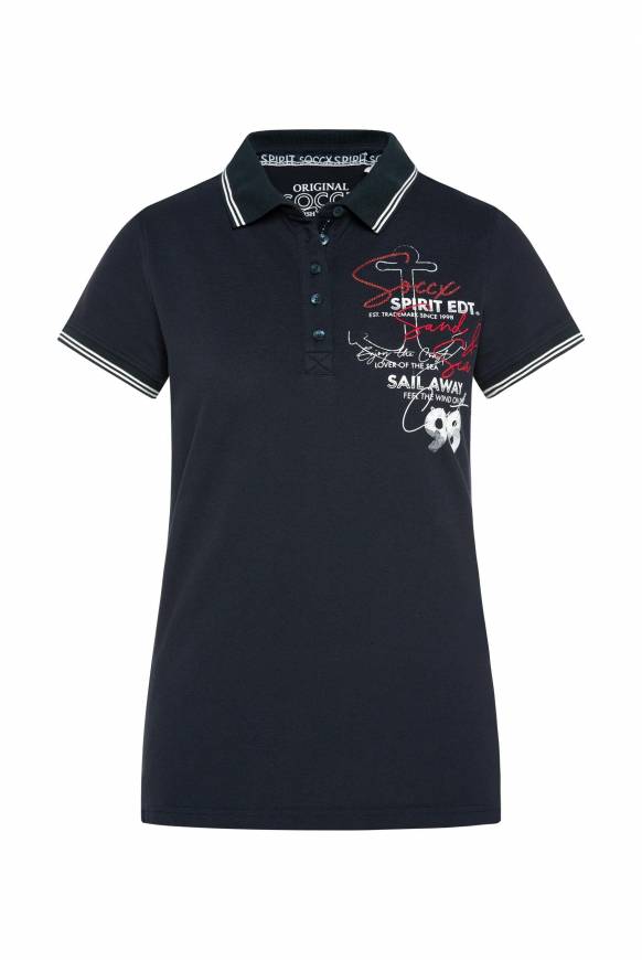 Soccx Pikee-Polo mit Rücken-Artwork blue navy Kostenloser Versand