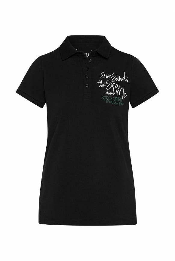 Soccx Pikee-Polo mit Rücken-Artwork black Fabrik Onlineshop