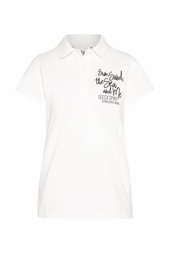 Soccx Pikee-Polo mit Rücken-Artwork ivory Sonderangebot