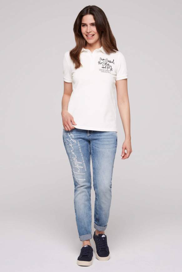 Soccx Pikee-Polo mit Rücken-Artwork ivory Sonderangebot