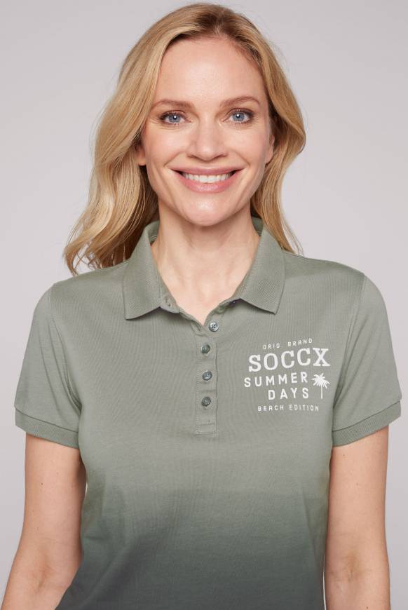 Soccx Poloshirt Dip Dye mit Rücken-Artwork sage green Rabatt