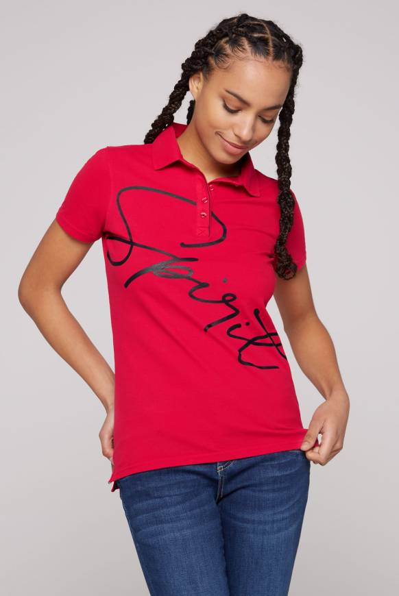 Soccx Poloshirt aus Pikee mit Label Print clear red XS Begrenztes Angebot