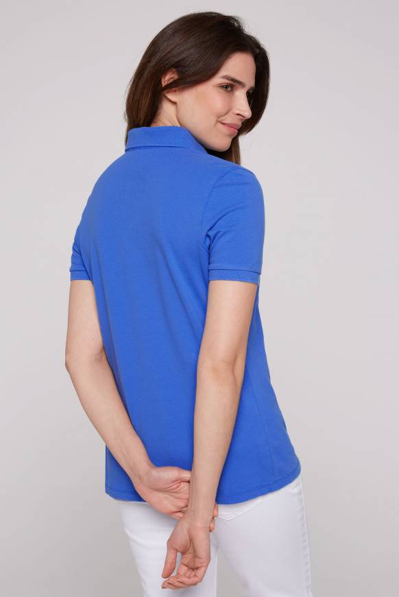 Soccx Poloshirt aus Pikee mit Glitter Print deep sky Exklusivangebot