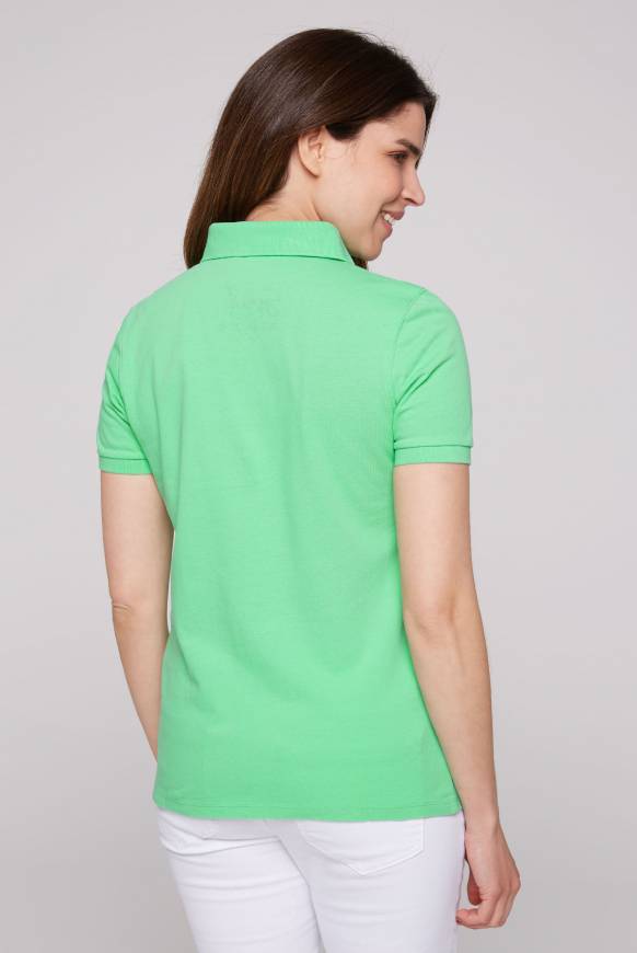 Soccx Poloshirt aus Pikee mit Glitter Print regatta green Preisnachlass