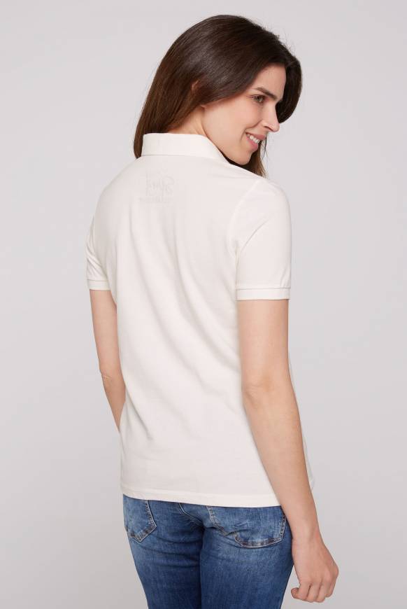 Soccx Poloshirt aus Pikee mit Glitter Print ivory Black Friday