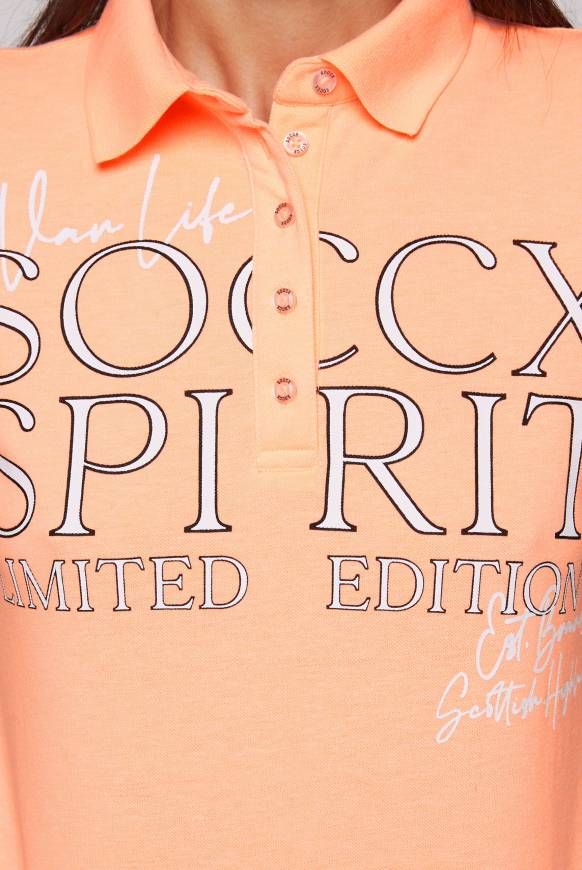 Soccx Kurzarmpolo aus Pikee mit Logo Print speed orange L Weihnachtsangebot