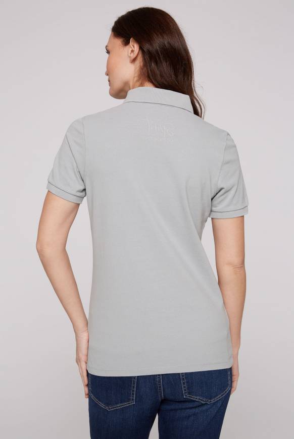 Soccx Poloshirt aus Pikee mit Glitter Print cozy blue Vatertagsangebot