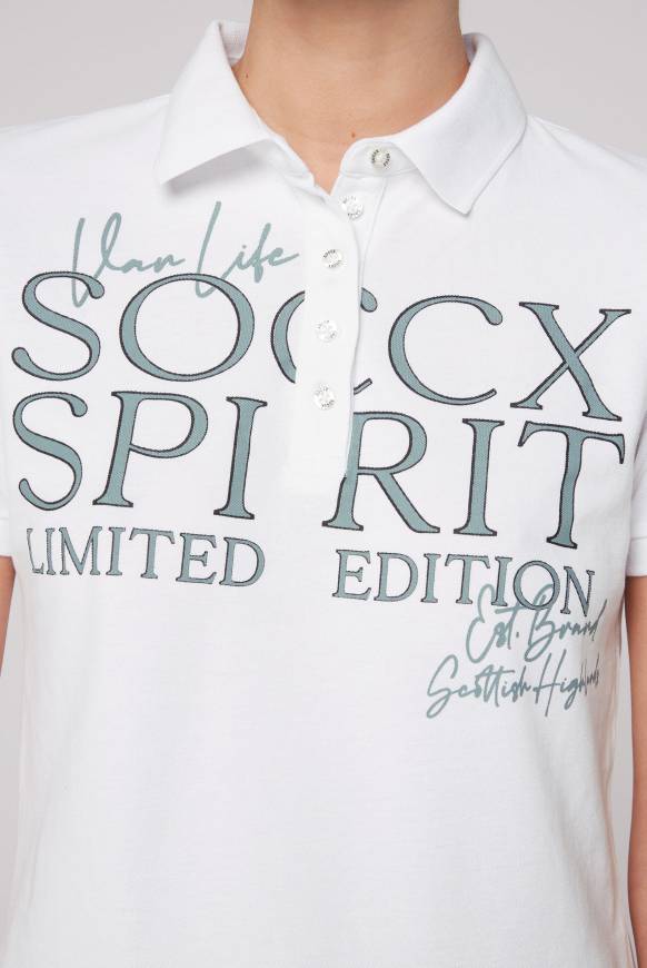 Soccx Kurzarmpolo aus Pikee mit Logo Print opticwhite Valentinstagsangebot