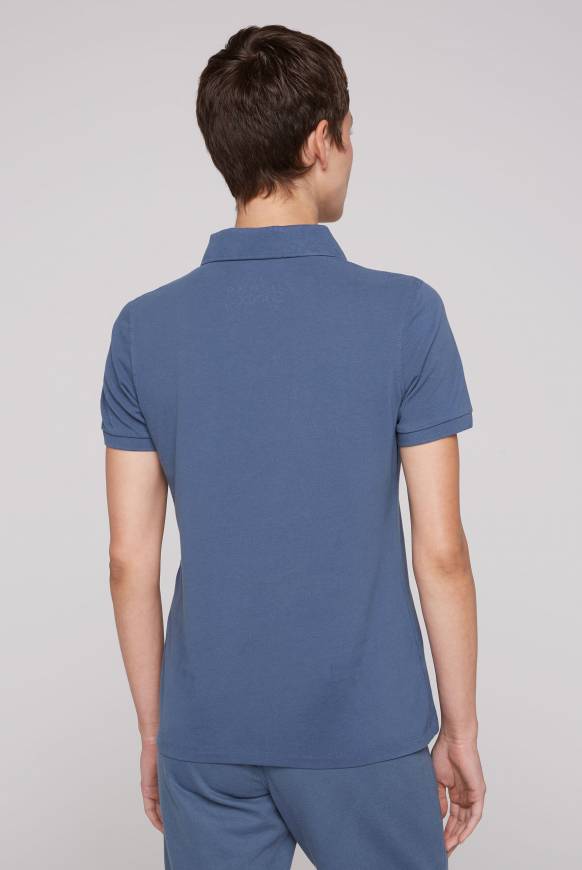 Soccx Kurzarmpolo aus Pikee mit Logo Print blue haze Lagerräumung