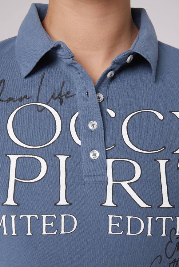 Soccx Kurzarmpolo aus Pikee mit Logo Print blue haze Lagerräumung