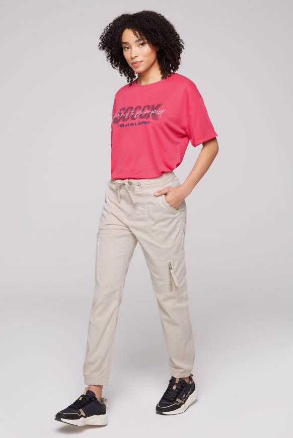 Soccx Cargohose mit Print Artwork stone beige Neueste Mode