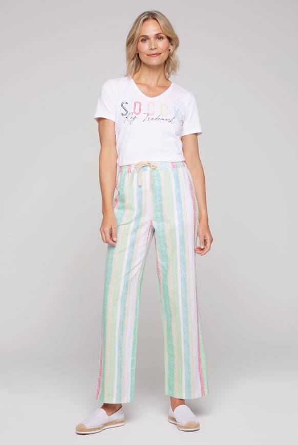 Soccx Bunt gestreifte Leinenhose multi color Online Outlet