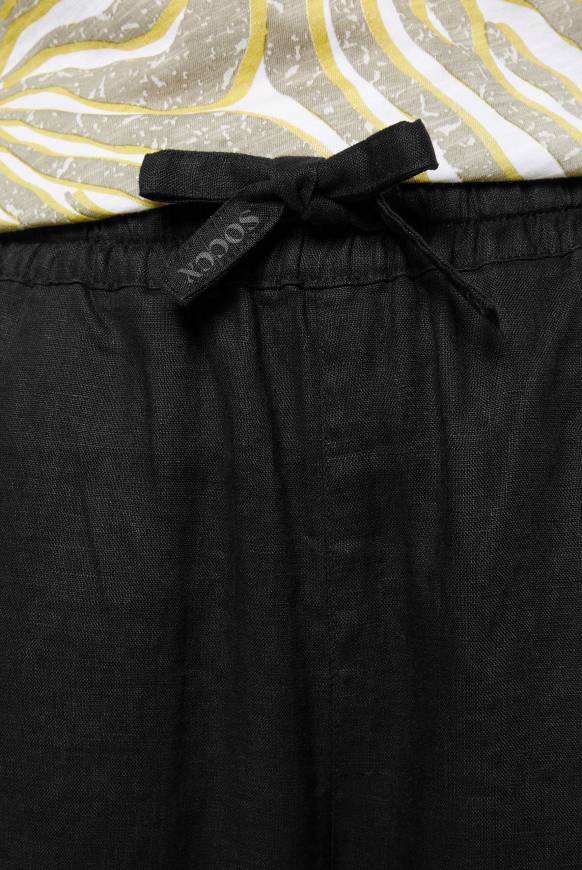 Soccx Klassische Leinenhose mit Elastikbund black XXXL Große Rabatte