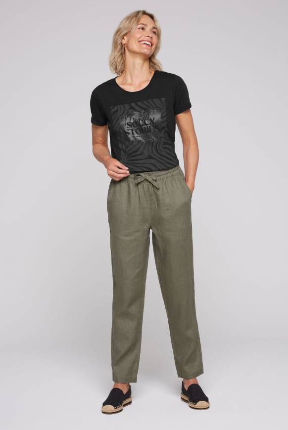 Soccx Klassische Leinenhose mit Elastikbund desert olive XXXL Neuheiten