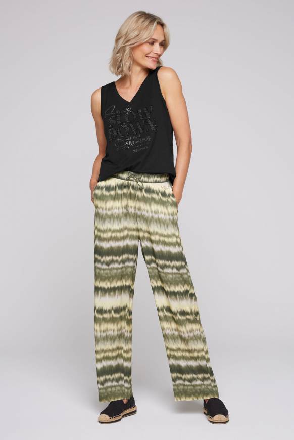 Soccx Gemusterte Palazzo-Hose mit Elastikbund desert olive Saisonale Angebote
