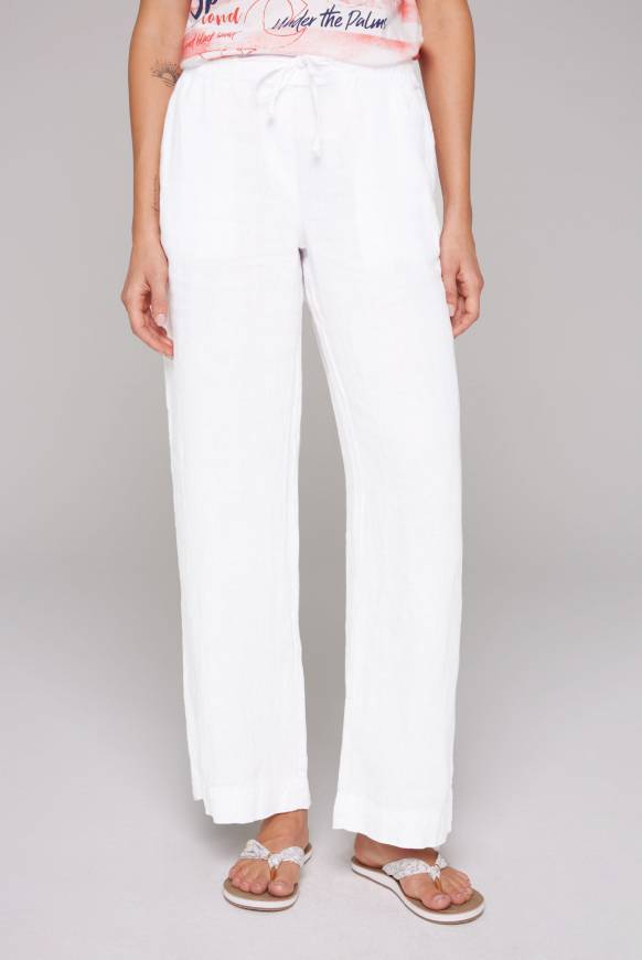 Soccx Leinenhose mit weitem Bein opticwhite