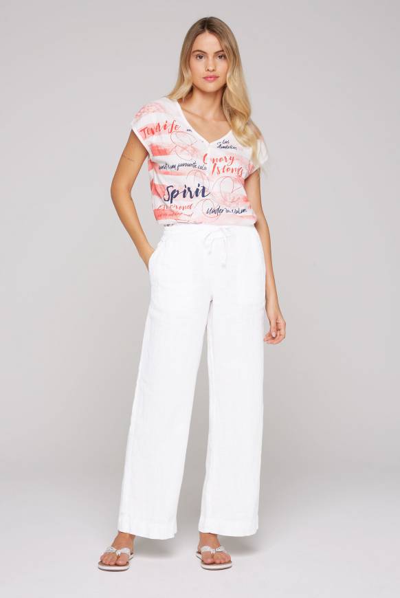 Soccx Leinenhose mit weitem Bein opticwhite Räumungsverkauf