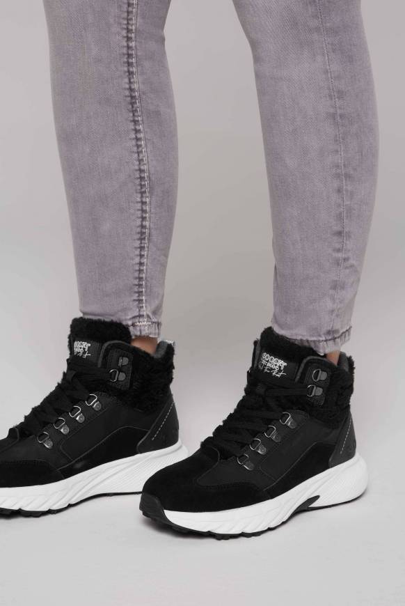 Soccx High Top Sneaker mit Kunstfell-Details black Clearance-Verkauf