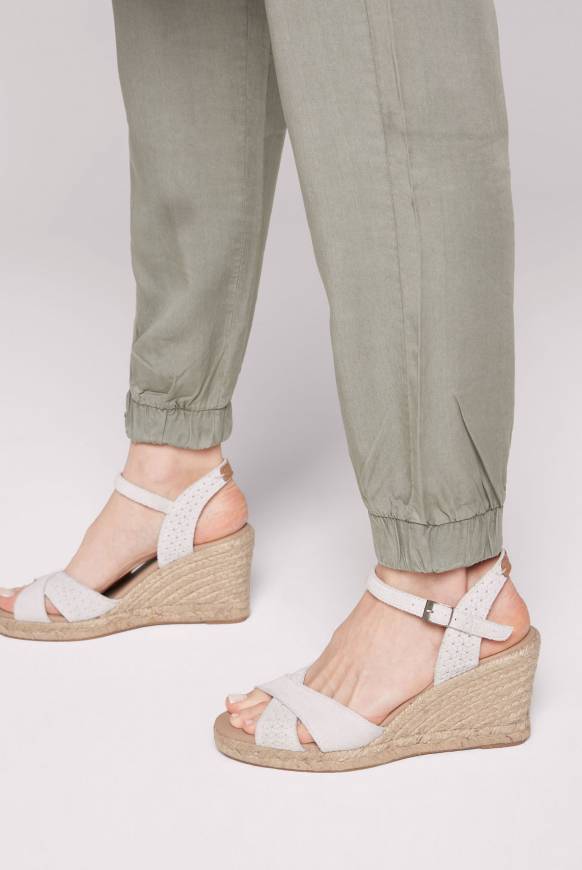 Soccx Veloursleder-Espadrille mit Keilabsatz ivory Rabatte dieses Monats