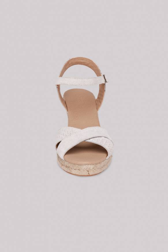 Soccx Veloursleder-Espadrille mit Keilabsatz ivory Rabatte dieses Monats