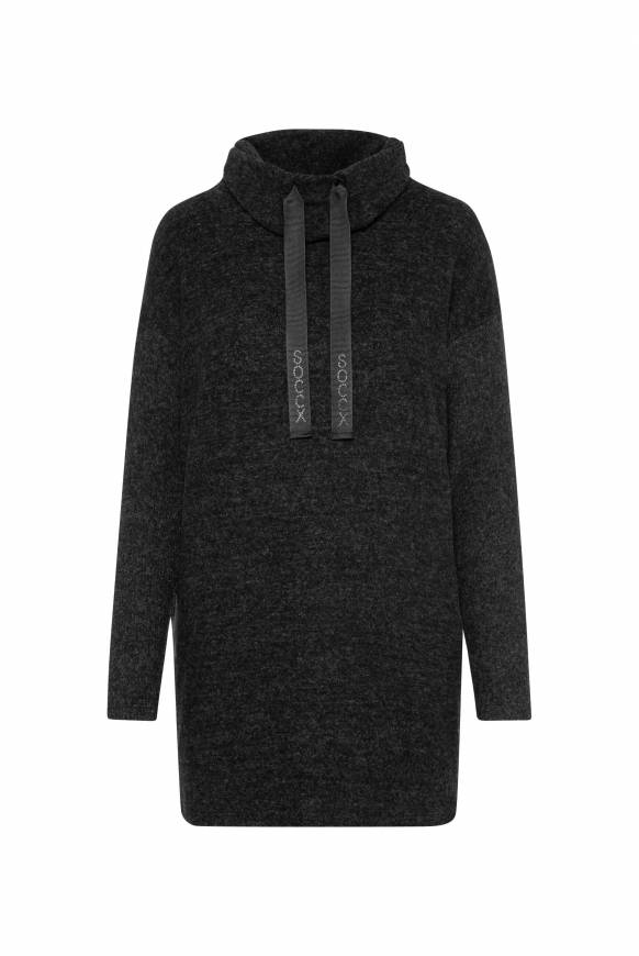 Soccx Meliertes Strickkleid mit Rollkragen black melange Outlet