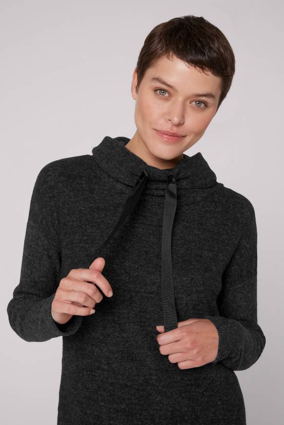 Soccx Meliertes Strickkleid mit Rollkragen black melange Outlet