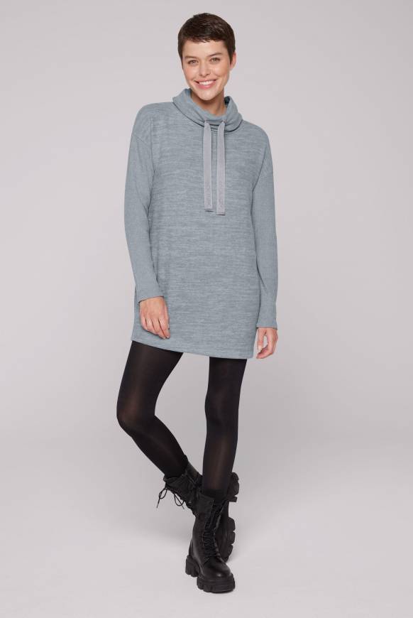 Soccx Meliertes Strickkleid mit Rollkragen cold grey melange Auslauf