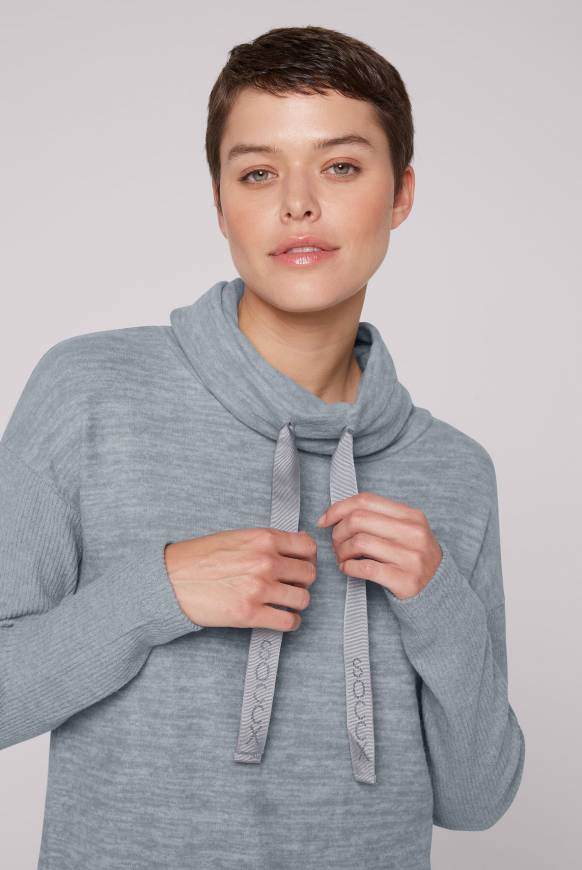 Soccx Meliertes Strickkleid mit Rollkragen cold grey melange Auslauf