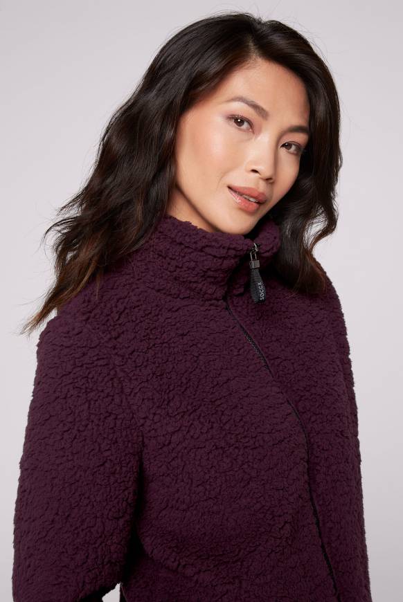 Soccx Sport-Jacke im Sherpa-Look deep plum Angebote