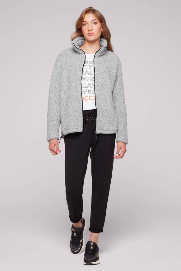 Soccx Sport-Jacke im Sherpa-Look grey melange im Angebot