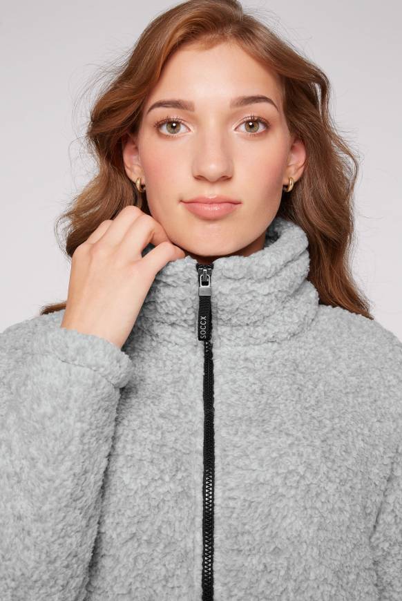 Soccx Sport-Jacke im Sherpa-Look grey melange im Angebot