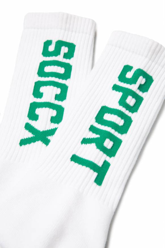 Soccx Lange Sportsocken mit Logo, 2 Paar opticwhite / active green Schlussverkauf