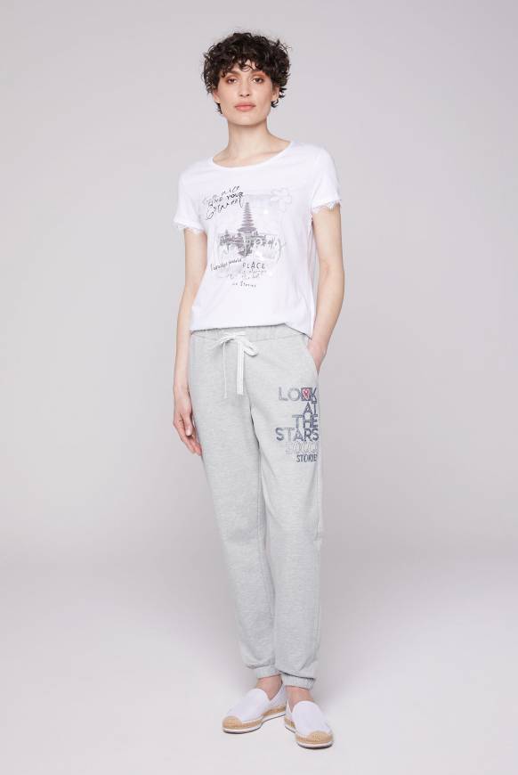 Soccx Sweathose mit Glitter Print grey melange XXL Fabrikverkauf
