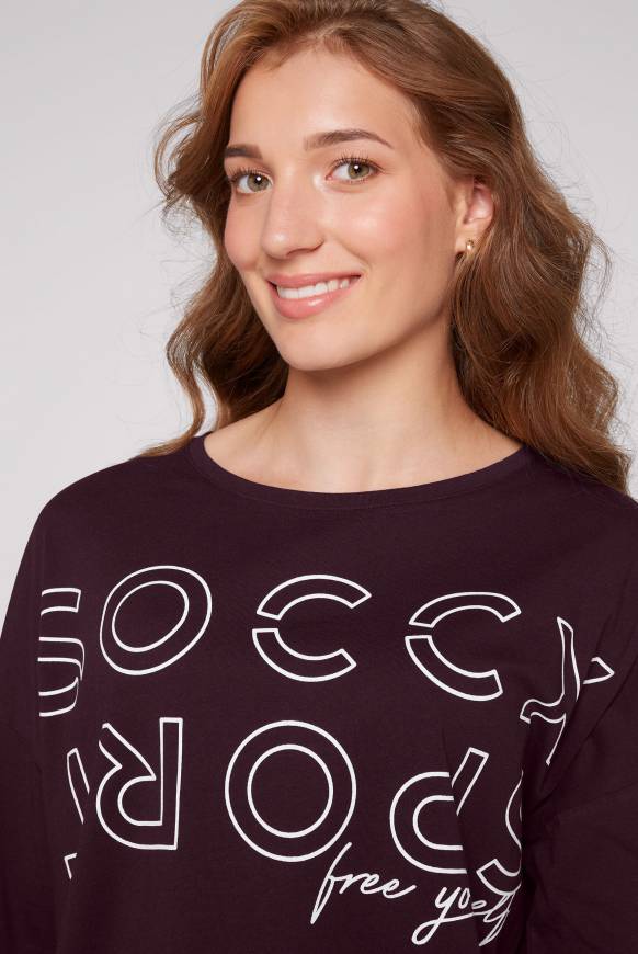 Soccx Longsleeve mit Logo Prints und verstellbaren Elastiksaum deep plum Blitzverkäufe
