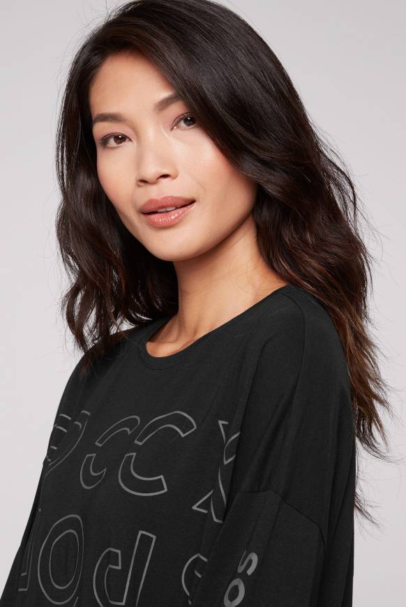 Soccx Longsleeve mit Logo Prints und verstellbaren Elastiksaum black Kostenloser Versand