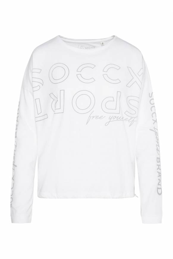 Soccx Longsleeve mit Logo Prints und verstellbaren Elastiksaum opticwhite Limitierter Zeitrabatt