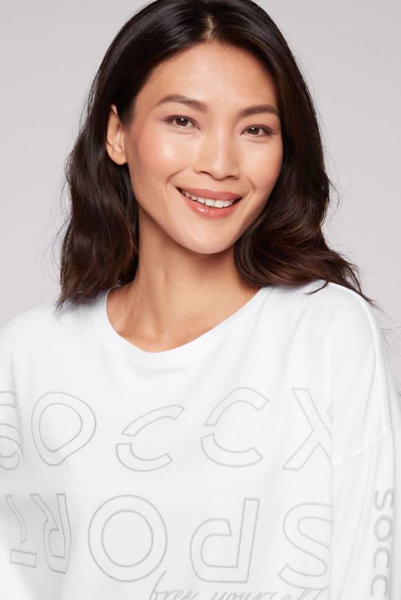 Soccx Longsleeve mit Logo Prints und verstellbaren Elastiksaum opticwhite Limitierter Zeitrabatt