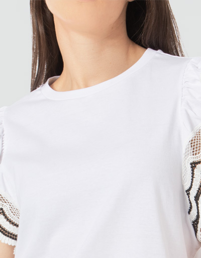 TWIN-SET Blusenshirt mit Makrameespitze Limitierter Zeitrabatt
