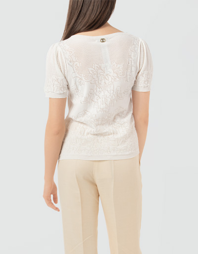 TWIN-SET Strick-Shirt mit Lochstrick-Ornament Fabrikpreis