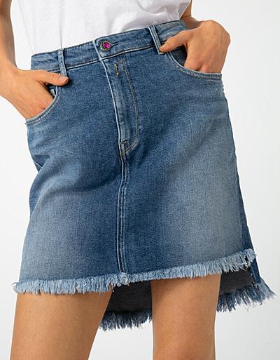 Replay Jeansrock mit Fransensaum Vierteljährliche Förderung