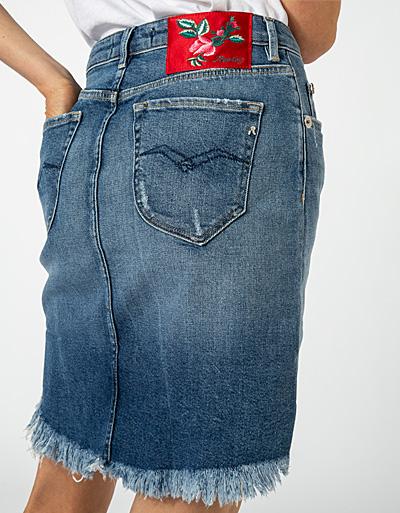 Replay Jeansrock mit Fransensaum Vierteljährliche Förderung