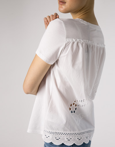 Marc O'Polo T-Shirt mit Lochspitze am Rückteil Räumungsverkauf